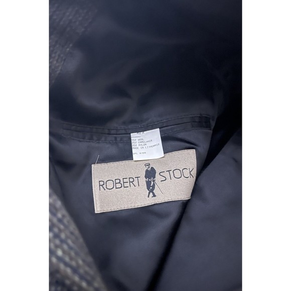 Vintage Wool Blended Robert Stock Blazer Nailshead Patterned Gray 42 - Picture 4 of 5